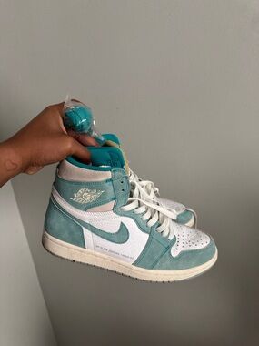 Air Jordan 1 High OG White & Teal Suede Sneakers